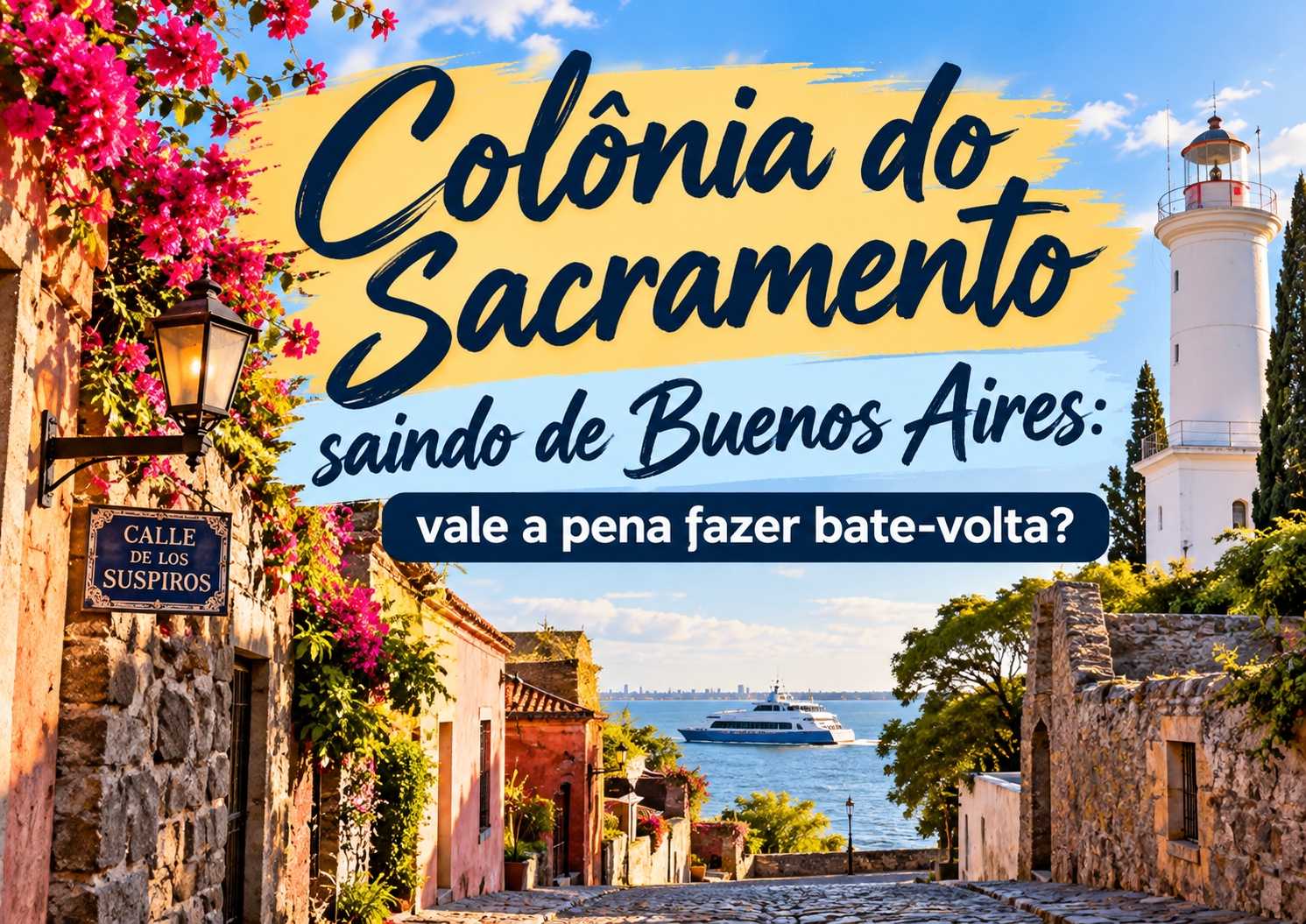 Colônia do Sacramento no Uruguai com ruas de pedra, Calle de los Suspiros, farol, centro histórico e passeio de bate-volta saindo de Buenos Aires.