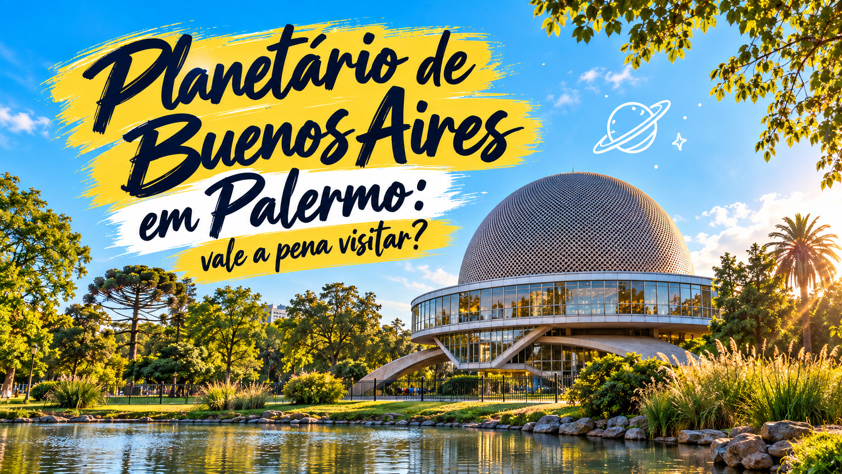 Planetário Galileo Galilei em Palermo, Buenos Aires, cercado pelos parques e áreas verdes dos Bosques de Palermo.