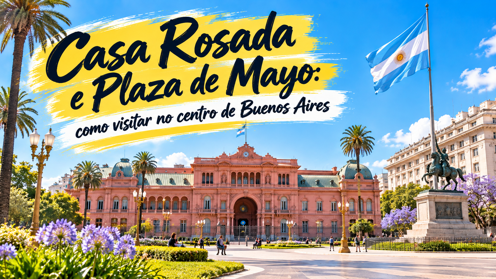 Casa Rosada vista da Plaza de Mayo, no centro histórico de Buenos Aires, Argentina, com sua fachada rosa e arquitetura emblemática.