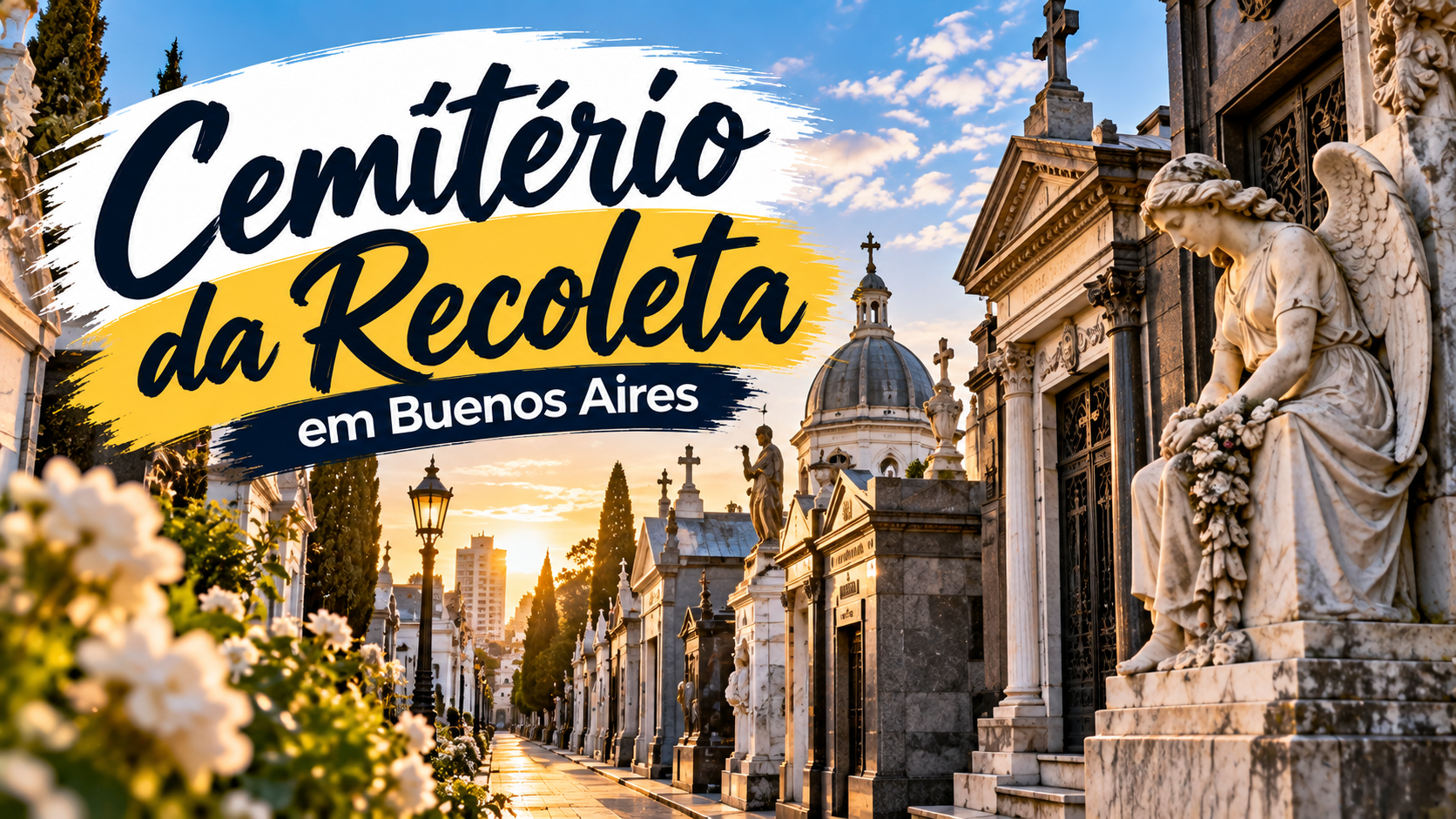 Cemitério da Recoleta em Buenos Aires com mausoléus históricos, esculturas, corredores de pedra e arquitetura monumental em uma das atrações mais famosas da cidade.