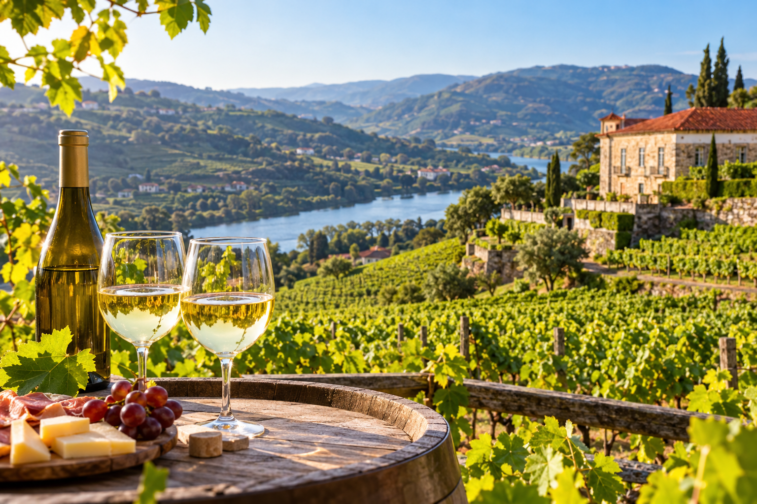 Quintas de Vinho Verde em Portugal com vinhas, provas de vinho e experiências de enoturismo em paisagens do norte português.
